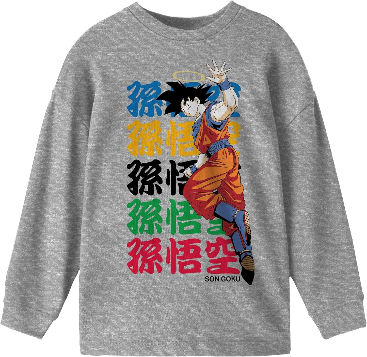 Dragon Ball Z Anime Cartoon Boys Grey Long Sleeve Shirt