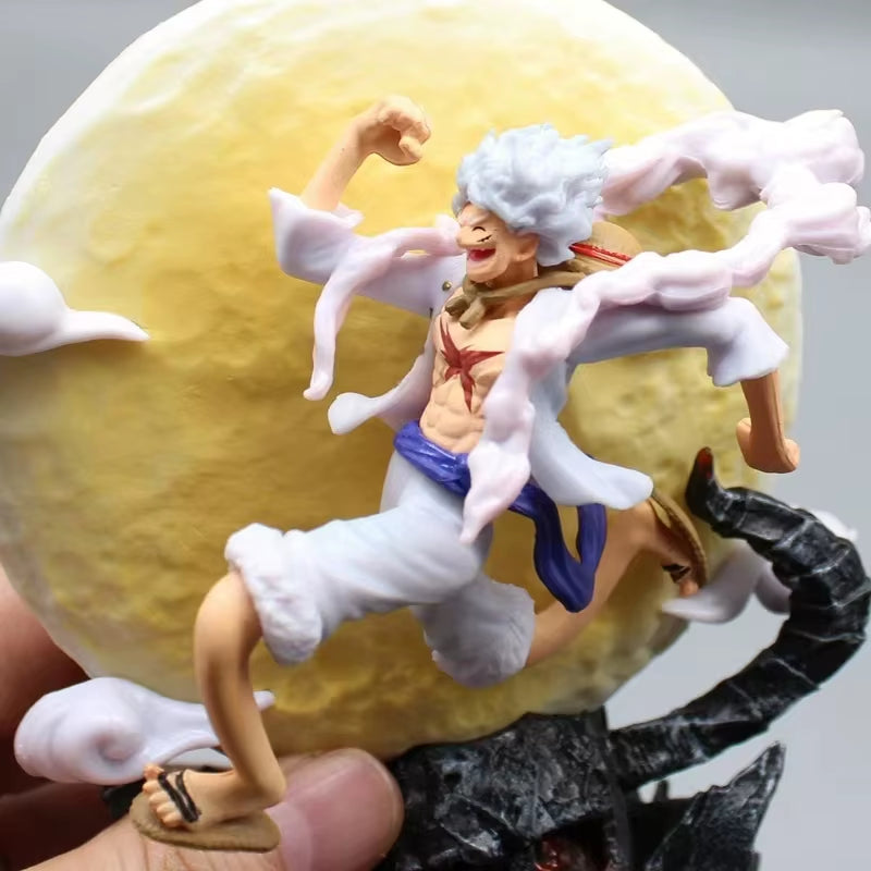 14Cm One Piece Anime Figure Moon Fairy Nika Monkey D Luffy Gear 5 with Moon Light Action Figure Statue Model Collection Toys
