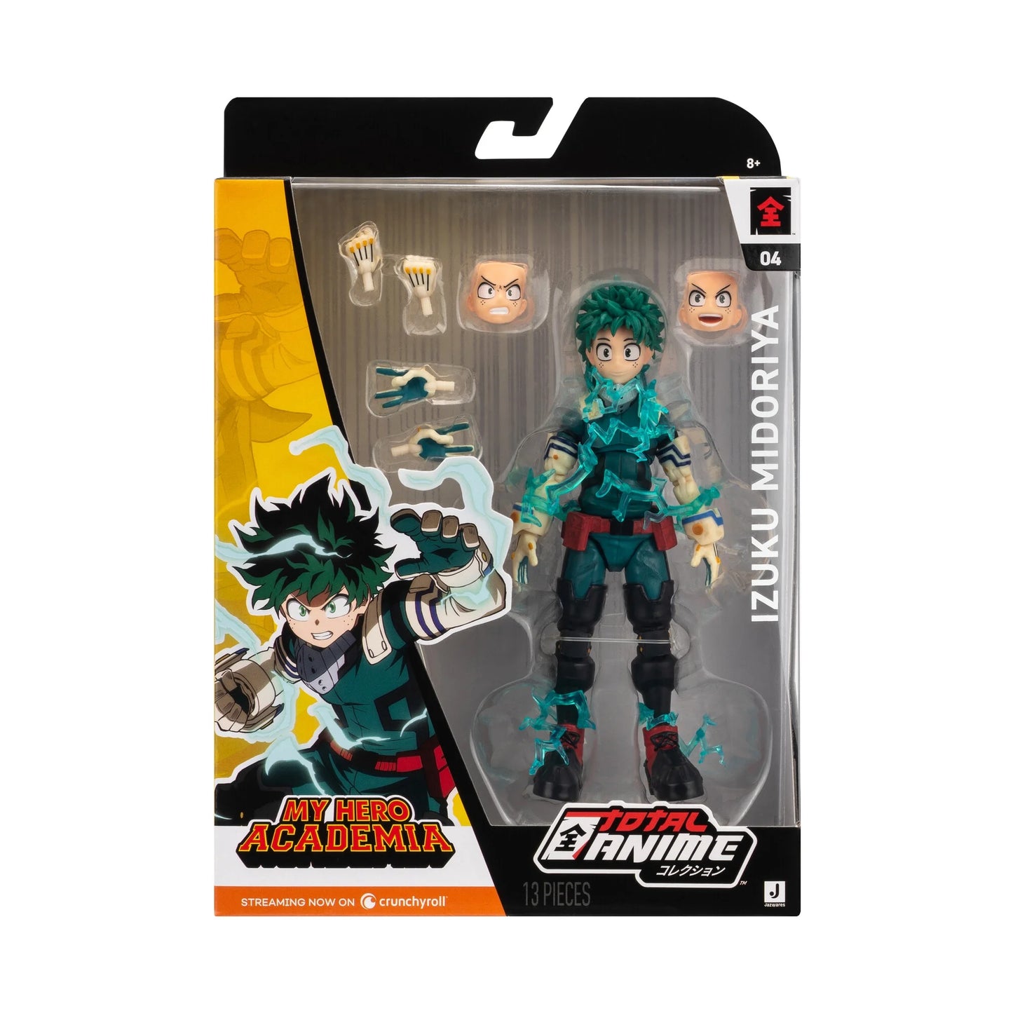 Total Anime Izuku Midoriya - 6.5-Inch Figure with Swappable Faceplates, Alternate Hands, and Energy Effects