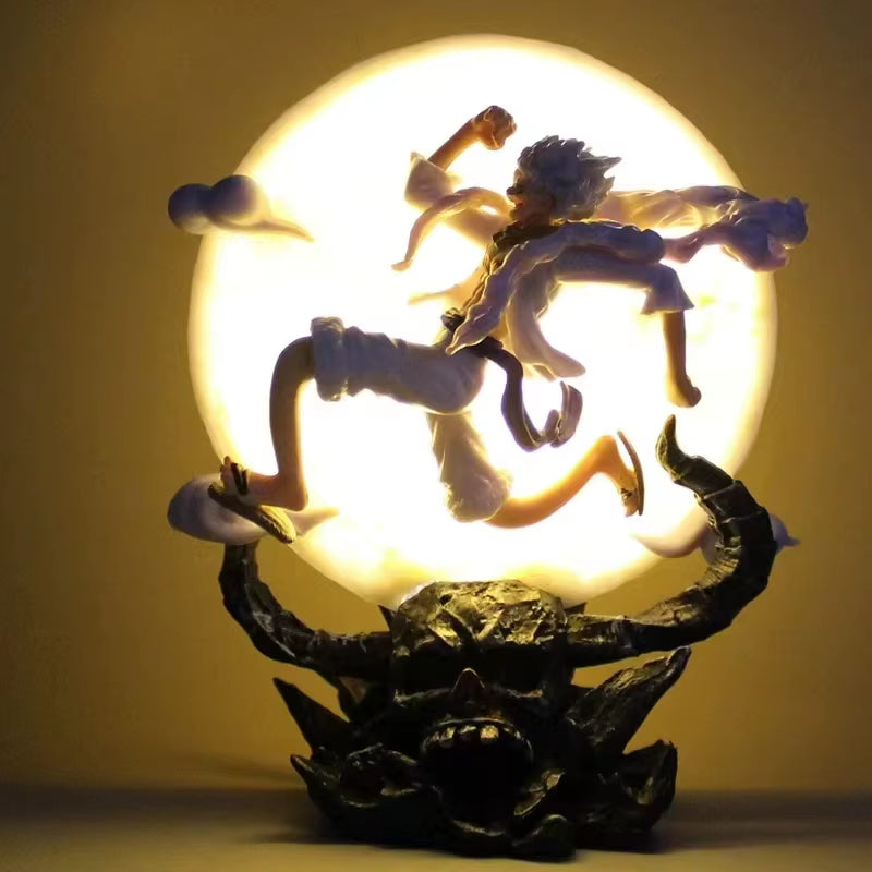 14Cm One Piece Anime Figure Moon Fairy Nika Monkey D Luffy Gear 5 with Moon Light Action Figure Statue Model Collection Toys