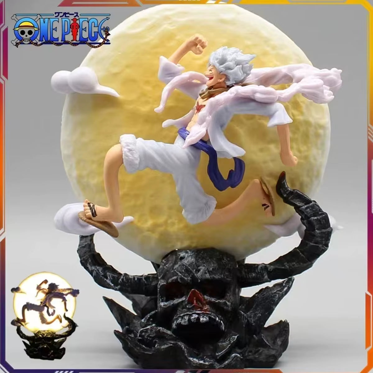 14Cm One Piece Anime Figure Moon Fairy Nika Monkey D Luffy Gear 5 with Moon Light Action Figure Statue Model Collection Toys