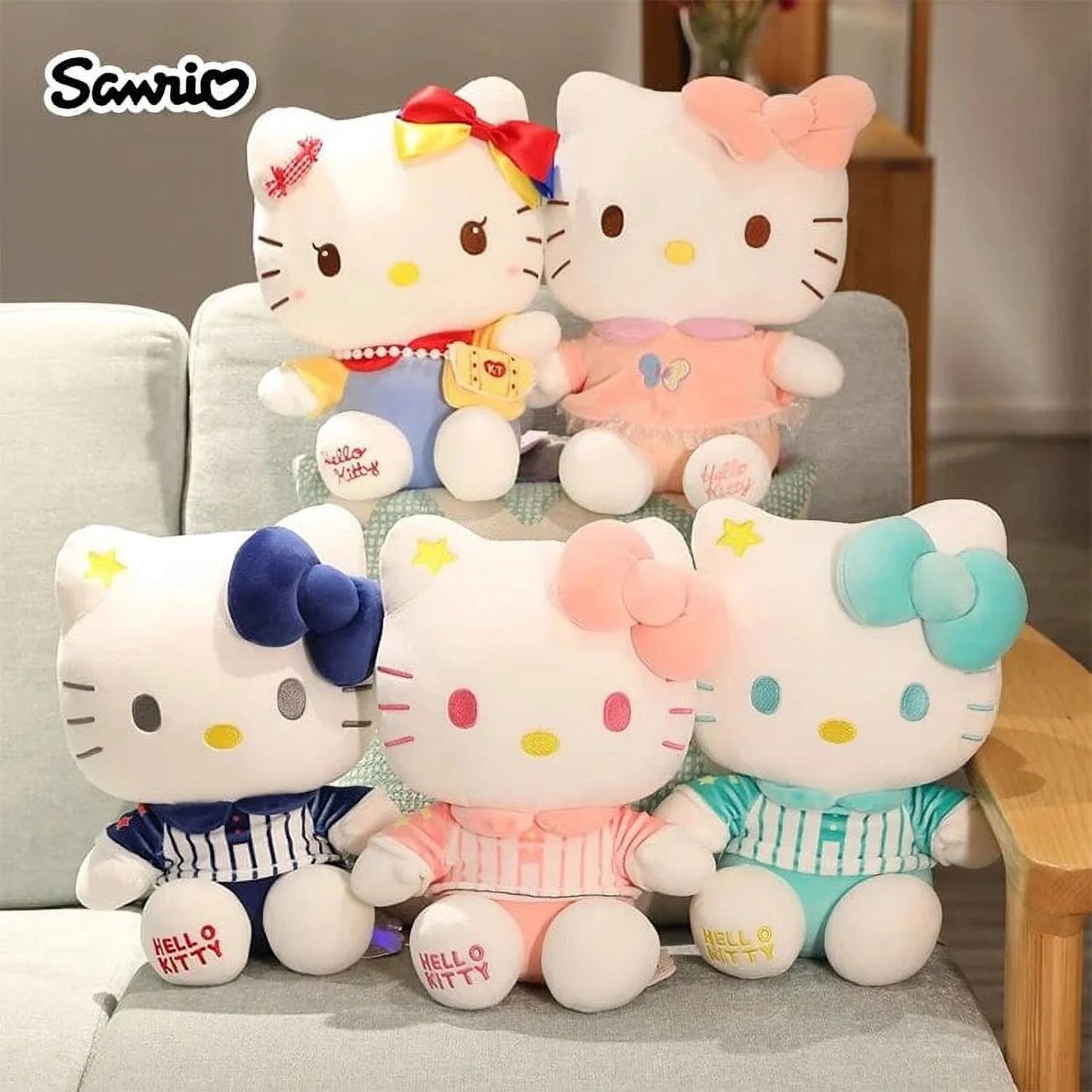 Sanrio Hello Kitty Anime Cartoon Cute Stuffed Toys Plushier Soft Pillow Birthday Gifts for Girls Kawaii Pendant Plush Dolls