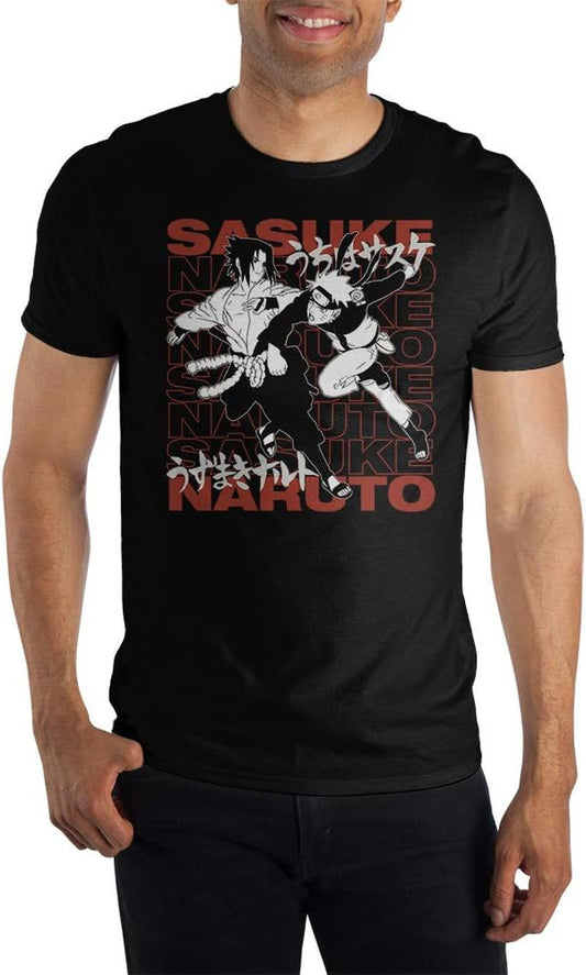 Sasuke Naruto Anime Cartoon Characters Mens Black Shirt