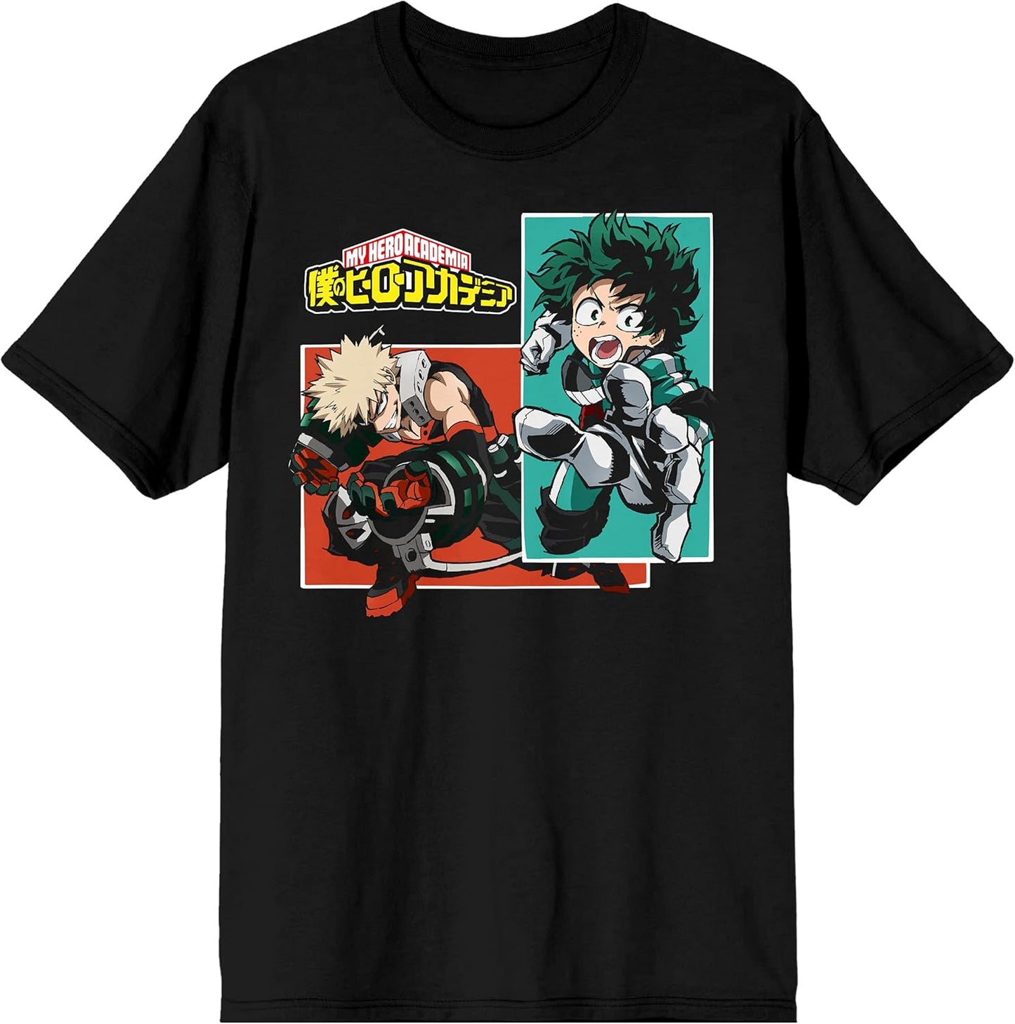 Deku & Bakugo My Hero Academia Anime Mens Black Graphic Tee