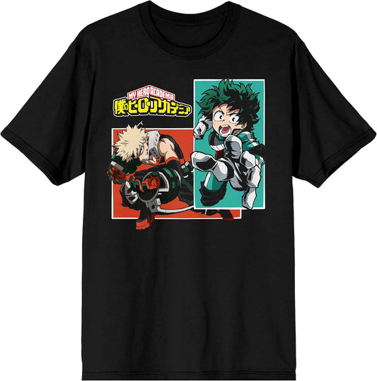 Deku & Bakugo My Hero Academia Anime Mens Black Graphic Tee