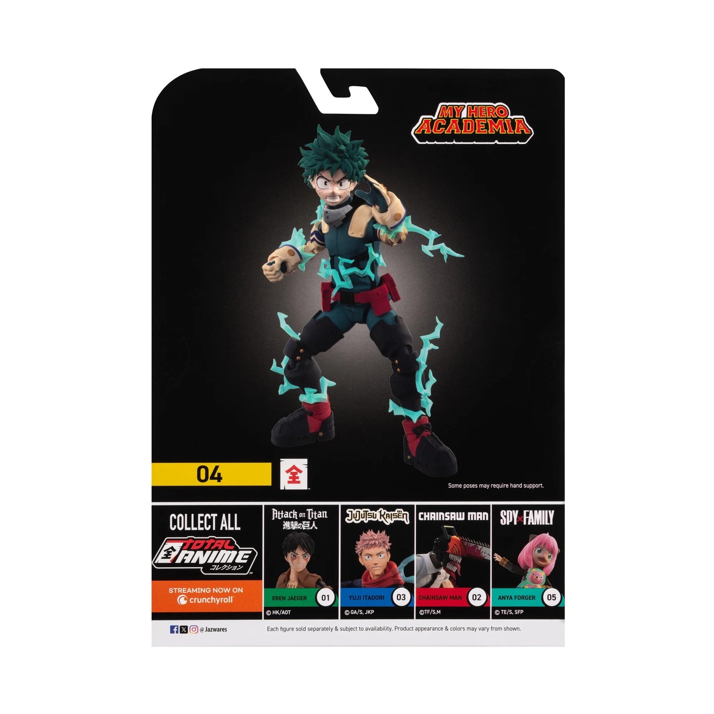 Total Anime Izuku Midoriya - 6.5-Inch Figure with Swappable Faceplates, Alternate Hands, and Energy Effects