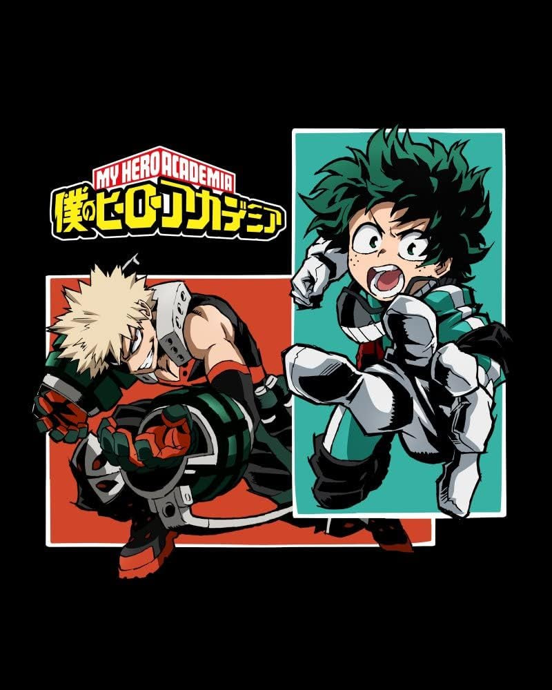Deku & Bakugo My Hero Academia Anime Mens Black Graphic Tee